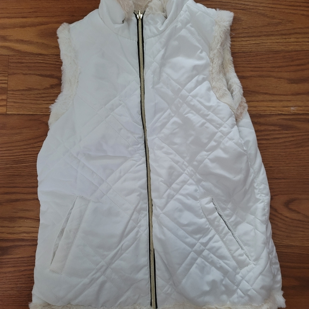 NWT White reversible Faux Fur vest